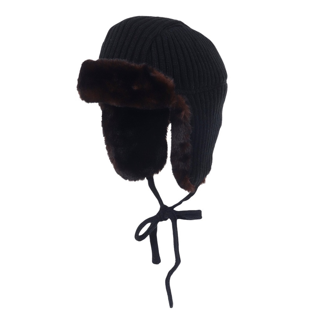 ヤックパック（YAK PAK）（メンズ、レディース）リブニット フライトキャップ YAK-PAK-23F007 BLK パイロットキャップ 耳当て付き 黒
