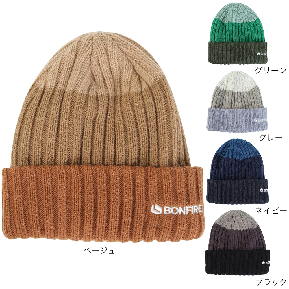 ボンファイア（Bonfire）（メンズ）ニット帽 ボーダーリブカフワッチ 20BNF3FST2294 GRY 防寒 フリーサイズ グレー