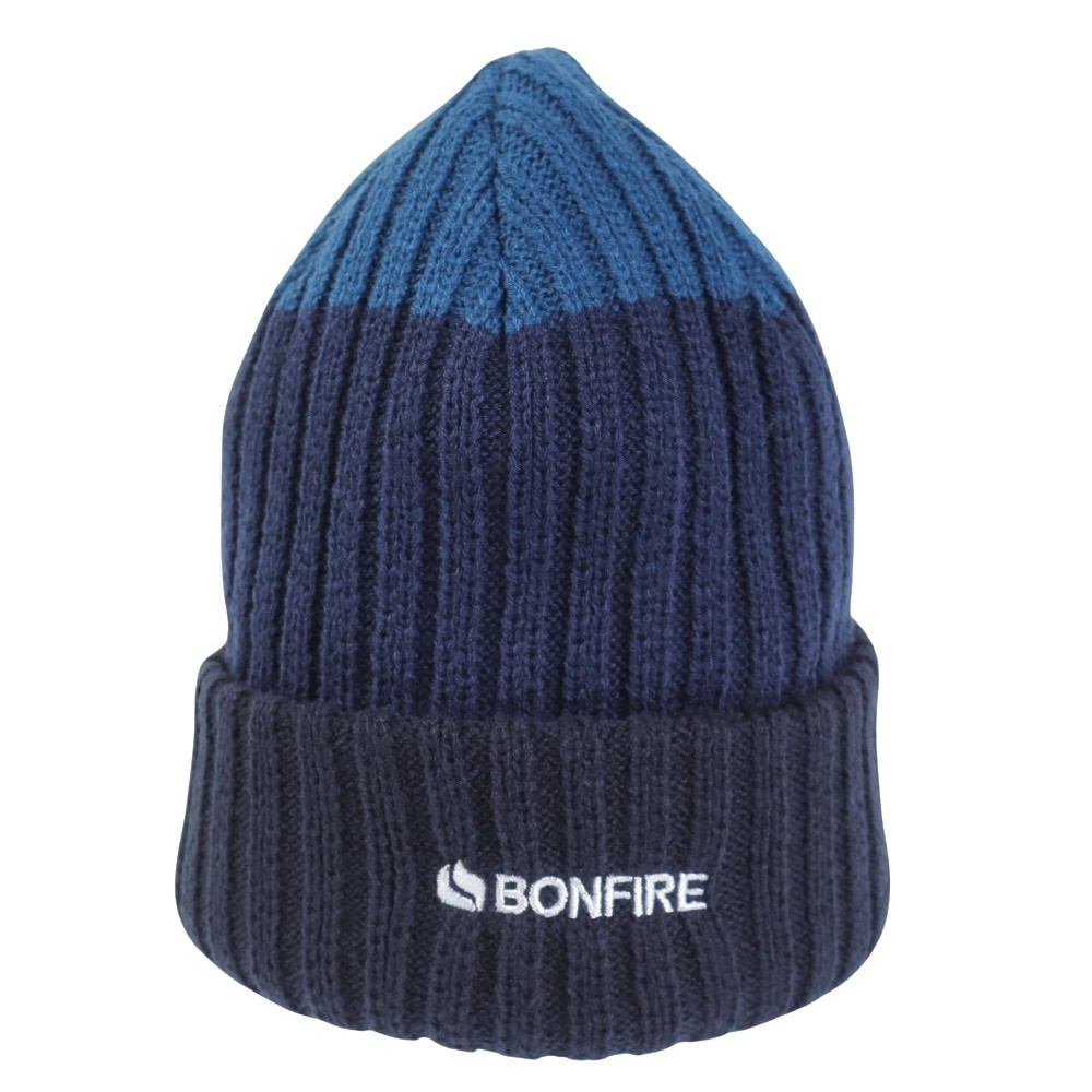 ボンファイア（Bonfire）（メンズ）ニット帽 ボーダーリブカフワッチ 20BNF3FST2294 NVY 防寒 フリーサイズ 紺