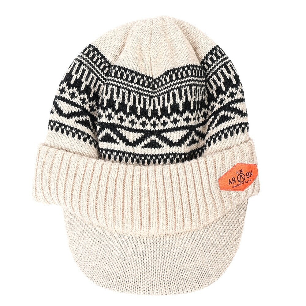 エアボーン（ARBN）（メンズ）ニット帽 ワークニットキャップ AR23FW-CAP001BEG フリーサイズ つば付き ベージュ