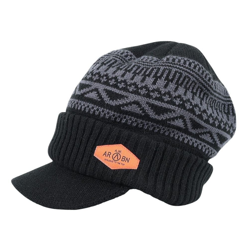 エアボーン（ARBN）（メンズ）ニット帽 ワークニットキャップ AR23FW-CAP001BLK フリーサイズ つば付き 黒