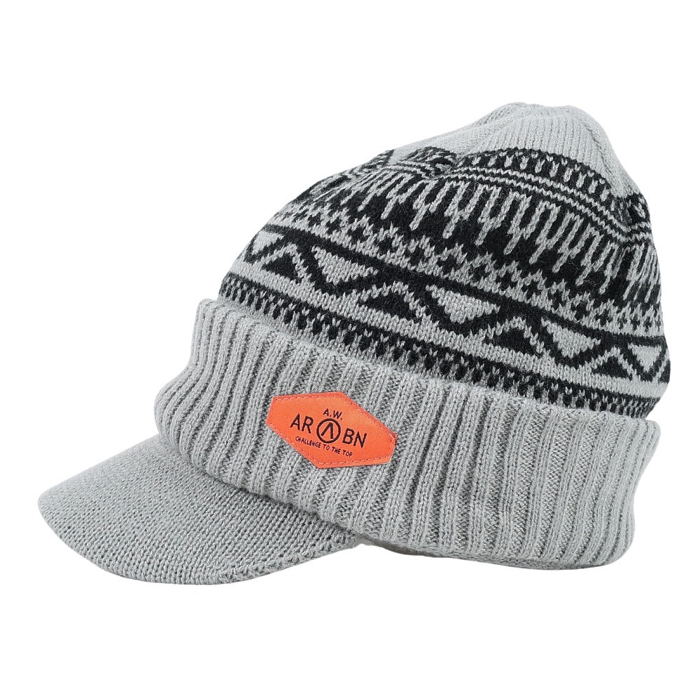 エアボーン（ARBN）（メンズ）ニット帽 ワークニットキャップ AR23FW-CAP001KHK フリーサイズ つば付き グレー