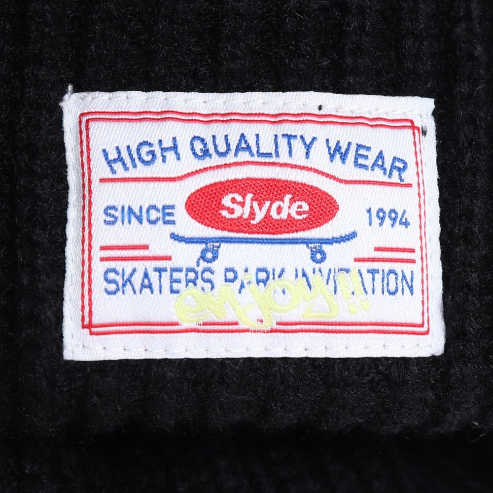 スライド（SLYDE）（メンズ、レディース）ニット帽 EAR MAFF ニットキャップ ビーニー SL23FW-HAT003BLK フリーサイズ 紐付き 耳当て付き 黒