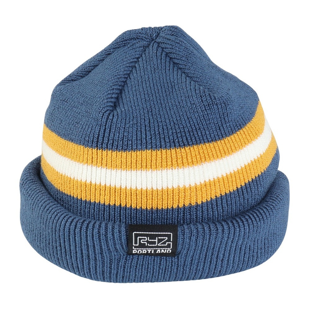 ライズ（RYZ）（メンズ）ニット帽 ライン ロール ニット ワッチ RZ20ST24FW0023 BLU フリーサイズ 青