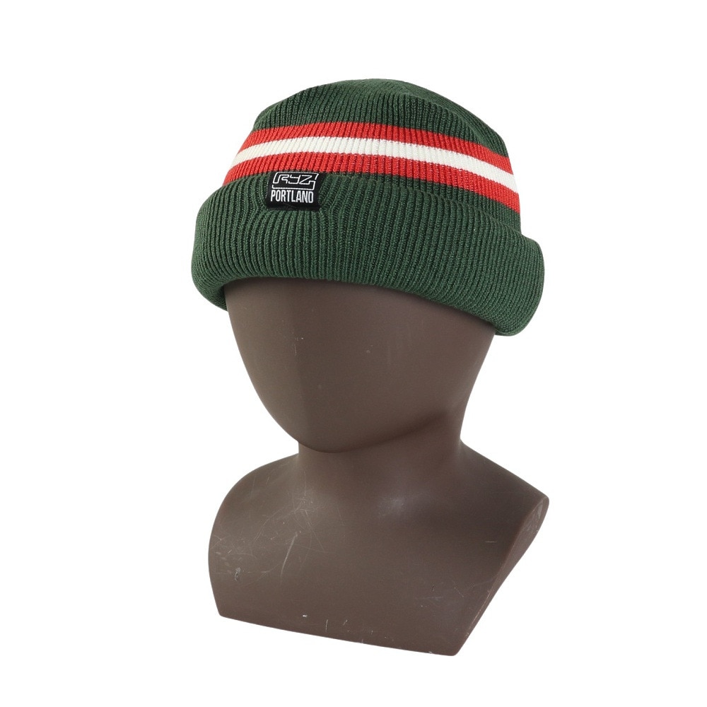 ライズ（RYZ）（メンズ）ニット帽 ライン ロール ニット ワッチ RZ20ST24FW0023 GRN フリーサイズ 緑
