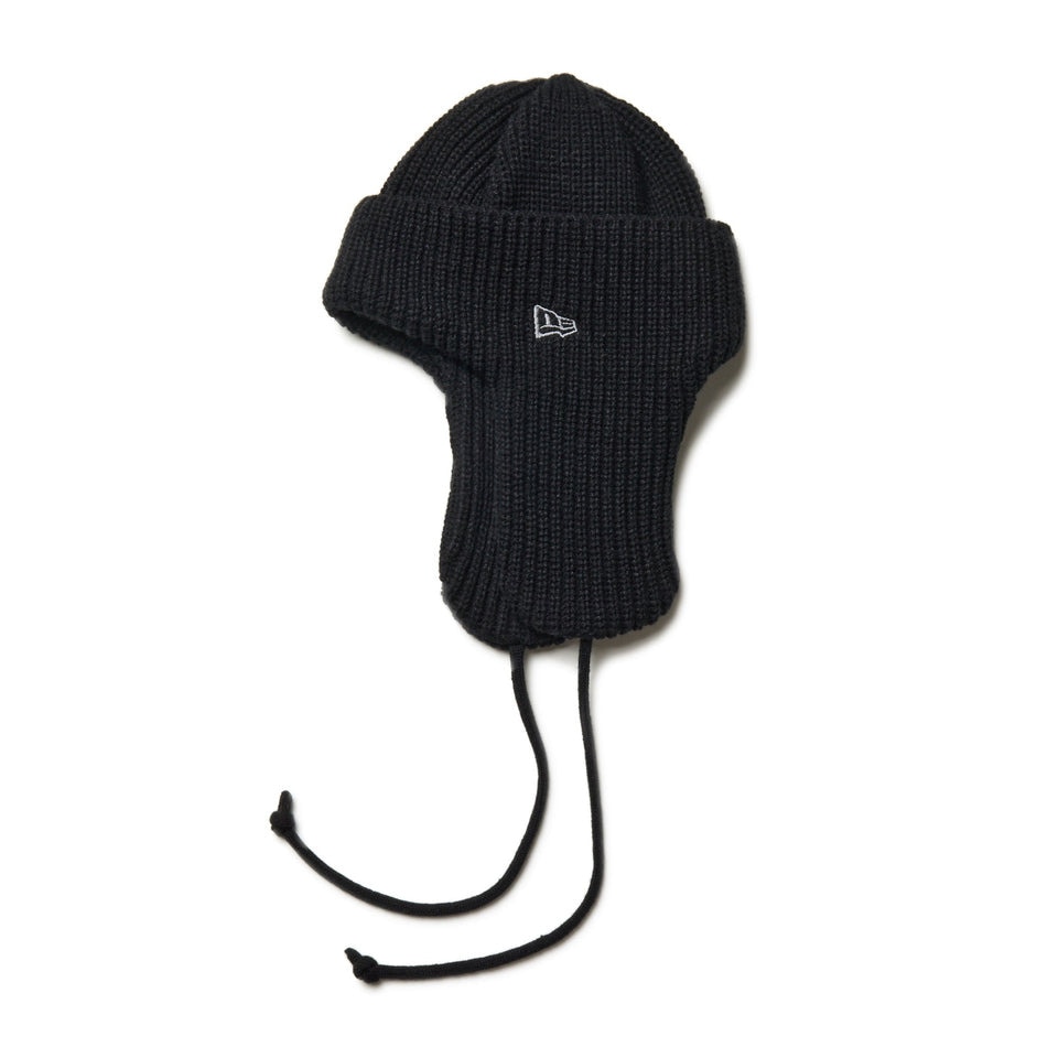 ニューエラ（NEW ERA）（メンズ、レディース）ニットキャップ ニットトラッパー 黒 14312173 イヤーフラップ 耳当て付き ひも付きニット帽