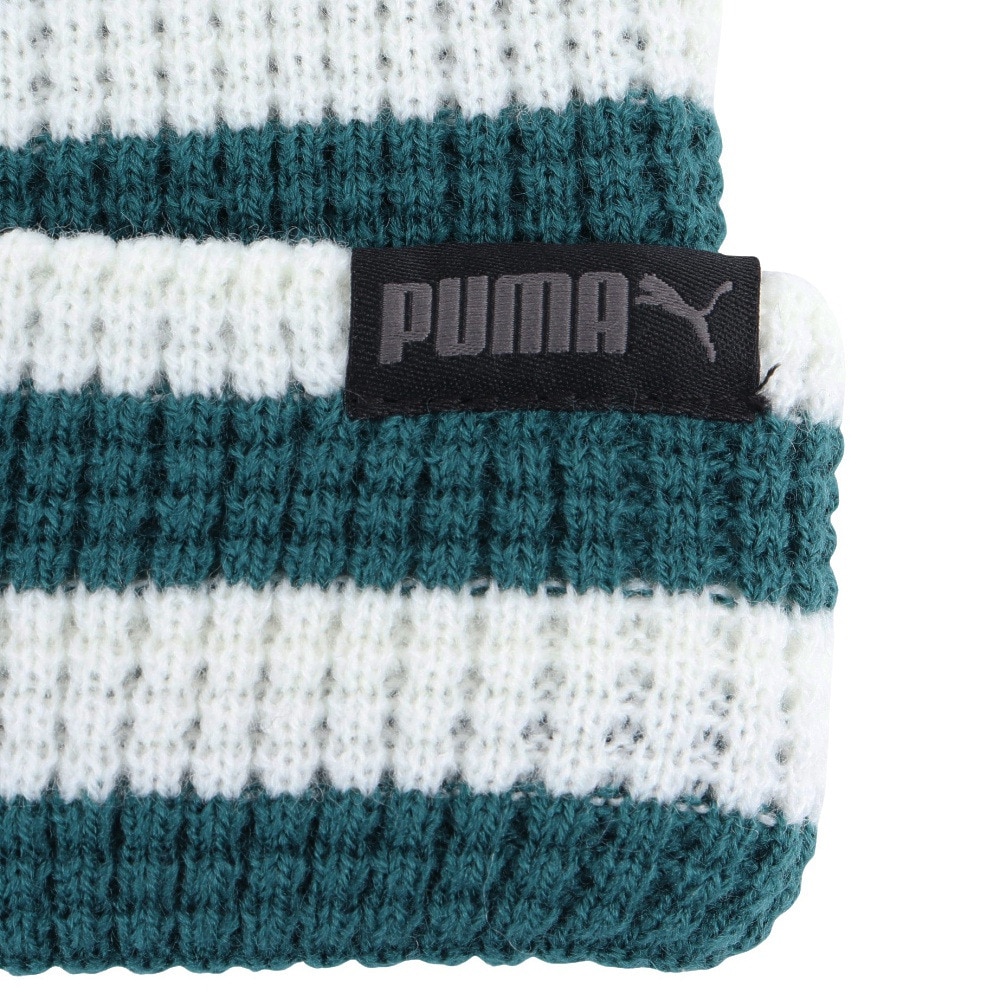 プーマ（PUMA）（メンズ、レディース）ニット帽 CLASSICS ミッド フィット ビーニー 02567705 フリーサイズ ボーダー 緑