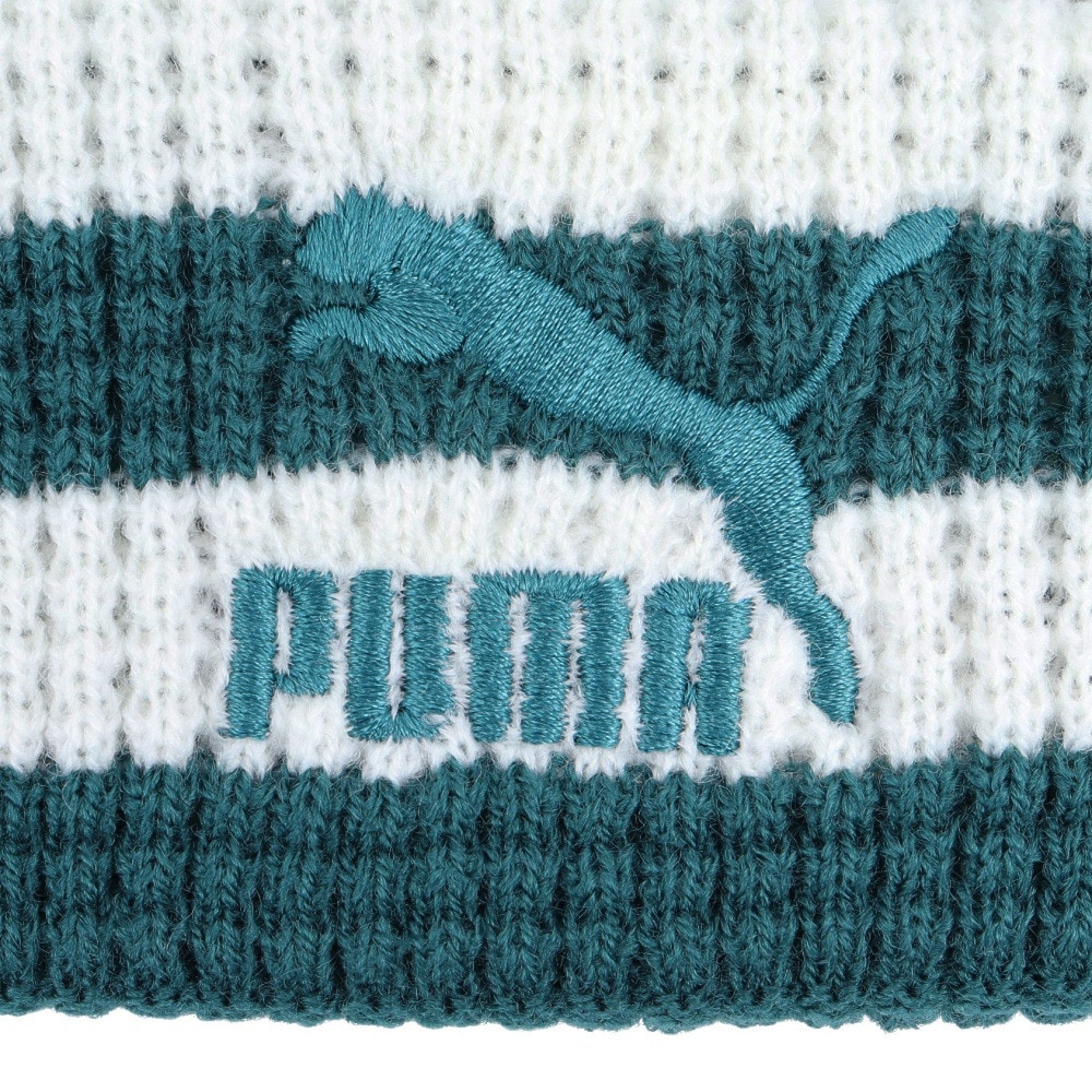 プーマ（PUMA）（メンズ、レディース）ニット帽 CLASSICS ミッド フィット ビーニー 02567705 フリーサイズ ボーダー 緑