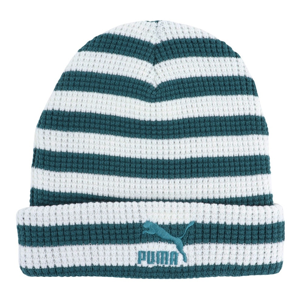 プーマ（PUMA）（メンズ、レディース）ニット帽 CLASSICS ミッド フィット ビーニー 02567705 フリーサイズ ボーダー 緑