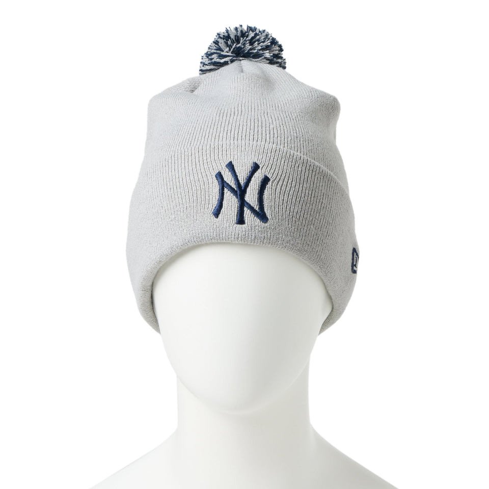 ニューエラ（NEW ERA）（メンズ、レディース）帽子 ニットキャップ ポンポンニット ニューヨーク・ヤンキース グレー 灰色 14669954