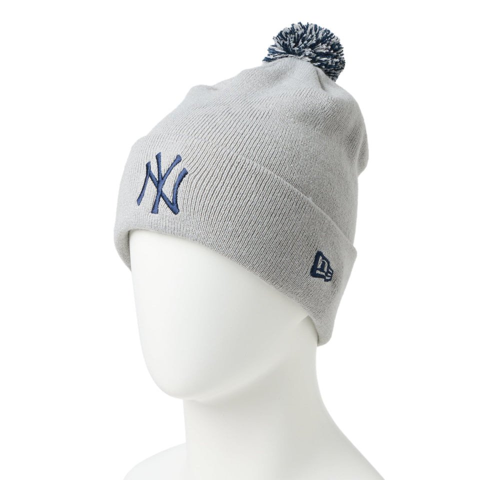 ニューエラ（NEW ERA）（メンズ、レディース）帽子 ニットキャップ ポンポンニット ニューヨーク・ヤンキース グレー 灰色 14669954
