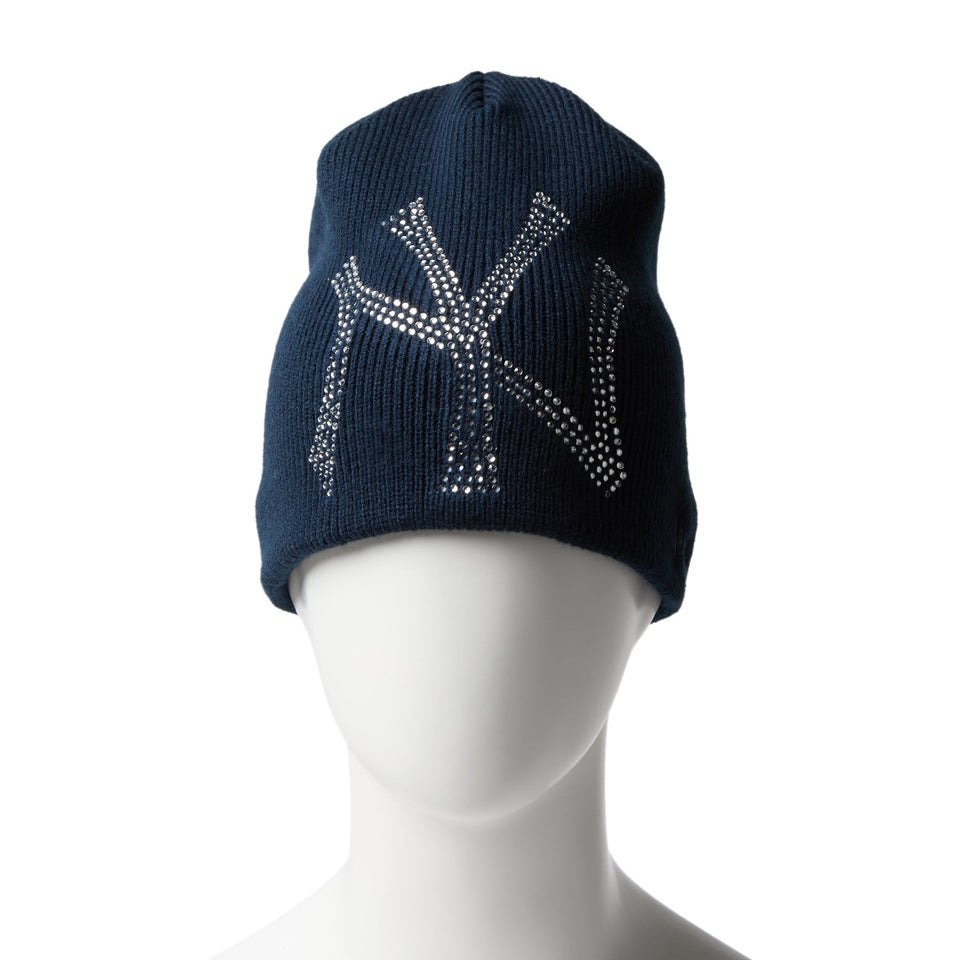 ニューエラ（NEW ERA）（メンズ、レディース）ニットキャップ ベーシック ビーニー Rhinestone ラインストーン ビッグロゴ ニューヨーク・ヤンキース 14670025