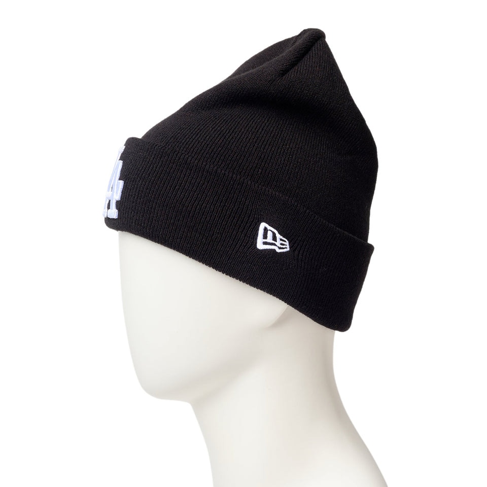 ニューエラ（NEW ERA）（メンズ、レディース）帽子 ニットキャップ ベーシック MLB Team Logo ロサンゼルス・ドジャース 黒 ブラック 14670079
