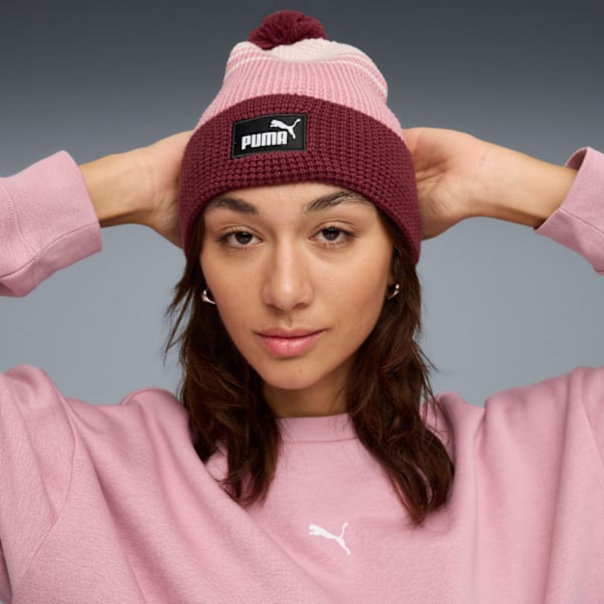 プーマ（PUMA）（メンズ、レディース）帽子 ニットキャップ  ESS  ミッドクラウン  ポム  ビーニー  エンジ 02655002 シンプル 防寒小物 あったか