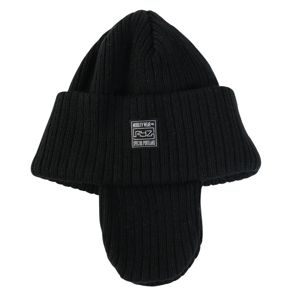 ライズ（RYZ）（メンズ）イヤーカバー ニットキャップ 黒 RZ20ST25FW0027 BLK ニット帽 イヤーカバー付き 耳当て付き 