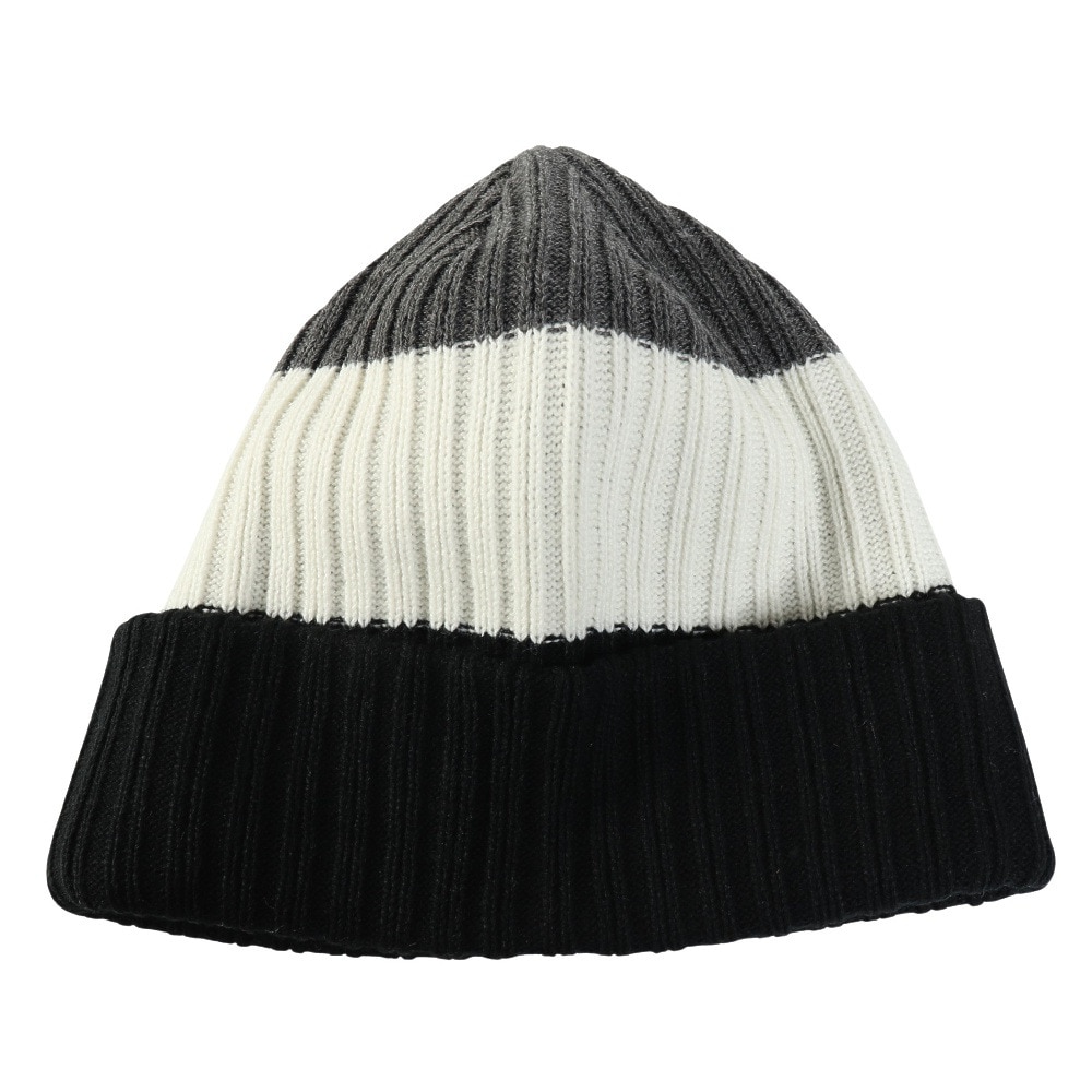 ライズ（RYZ）（メンズ）ニットキャップ ボーダーボリュームリブカフワッチ 黒×白 RZ20ST25FW0028 BKXWH 帽子 ニット帽 防寒