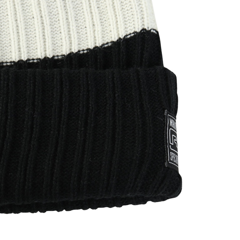 ライズ（RYZ）（メンズ）ニットキャップ ボーダーボリュームリブカフワッチ 黒×白 RZ20ST25FW0028 BKXWH 帽子 ニット帽 防寒