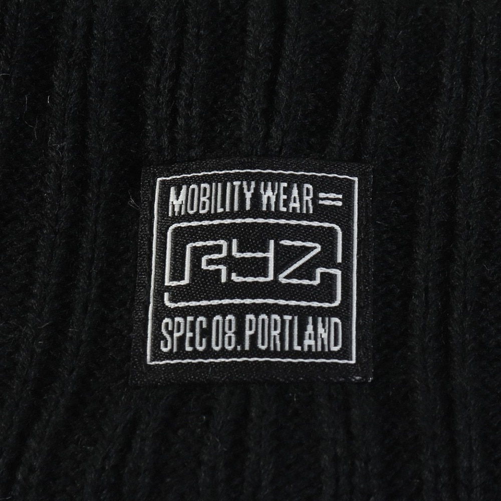 ライズ（RYZ）（メンズ）ニットキャップ ボーダーボリュームリブカフワッチ 黒×白 RZ20ST25FW0028 BKXWH 帽子 ニット帽 防寒