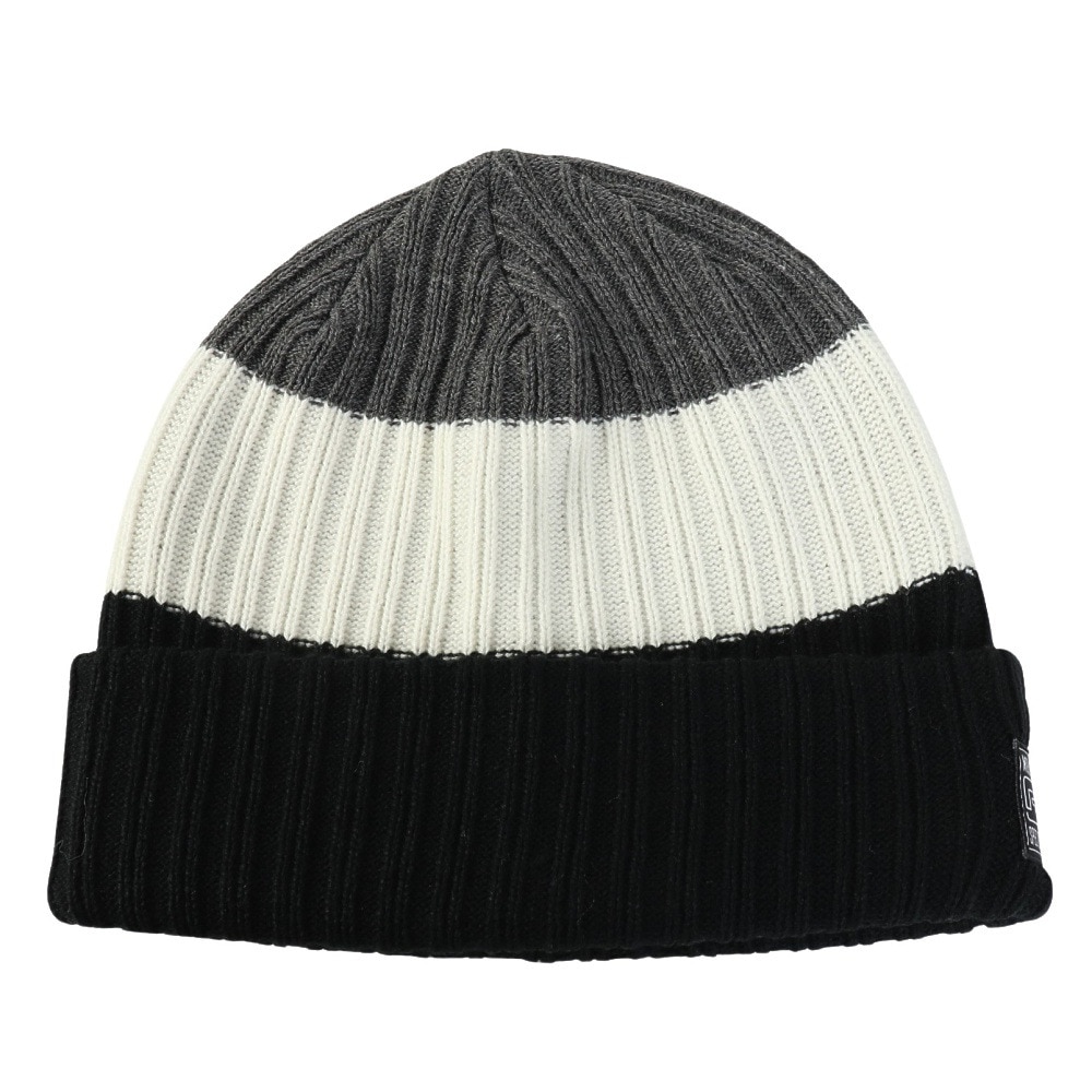 ライズ（RYZ）（メンズ）ニットキャップ ボーダーボリュームリブカフワッチ 黒×白 RZ20ST25FW0028 BKXWH 帽子 ニット帽 防寒