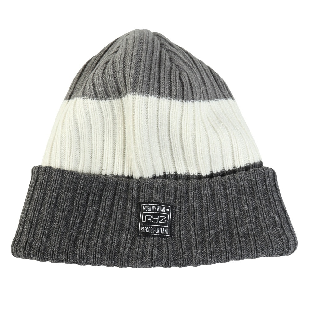 ライズ（RYZ）（メンズ）ニットキャップ ボーダーボリュームリブカフワッチ チャコールグレー RZ20ST25FW0028 CGRY 帽子 ニット帽 防寒