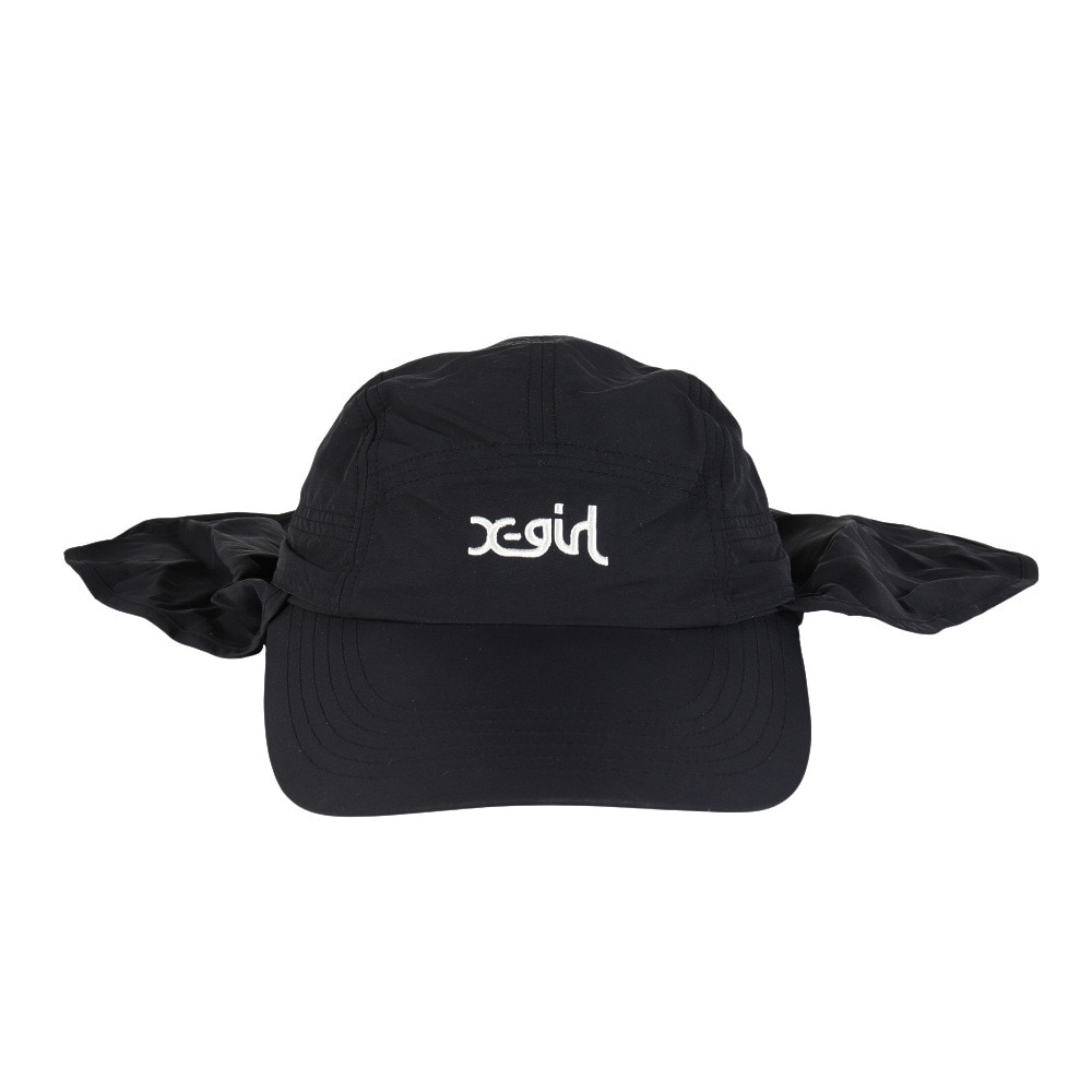 エックスガール（X-gir）（レディース）帽子 サンガード キャップ 黒 55-59cm 155251051003-BLACK スポーツキャップ UPF50+ 撥水 防風 サンガード付き