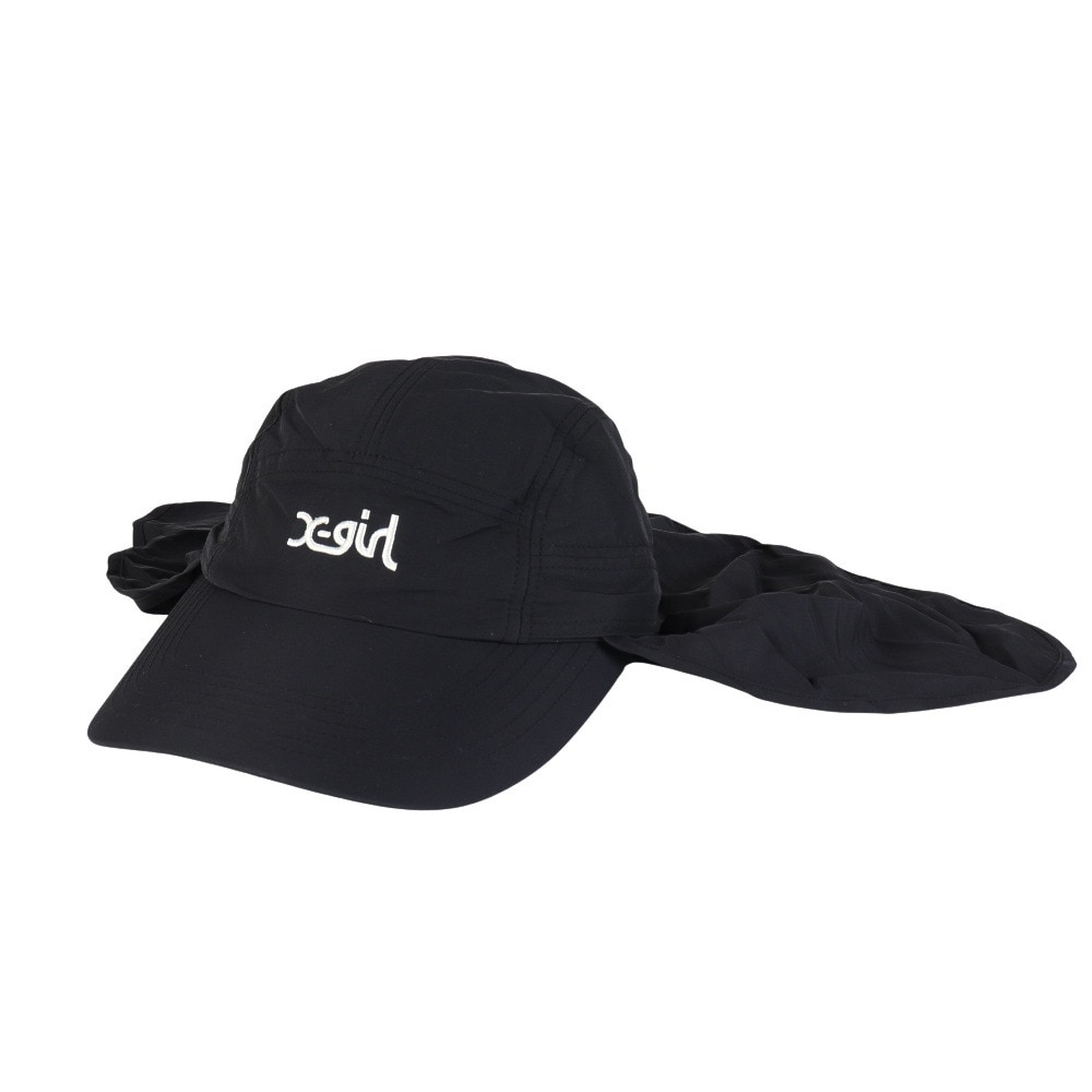 エックスガール（X-gir）（レディース）帽子 サンガード キャップ 黒 55-59cm 155251051003-BLACK スポーツキャップ UPF50+ 撥水 防風 サンガード付き