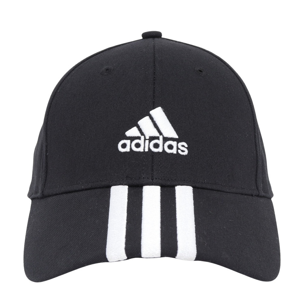 アディダス（adidas）（メンズ、レディース）スリーストライプス コットンツイル ベースボール キャップ 帽子 DKH29-IB3242 Mサイズ 黒