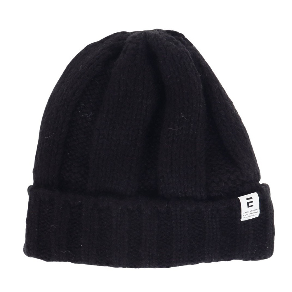 エルケクス（ELKEX）（レディース）ニット帽 イヤーカバーカフワッチ EKL3FA0021 BLK 防寒 フリーサイズ 耳当て付き 黒