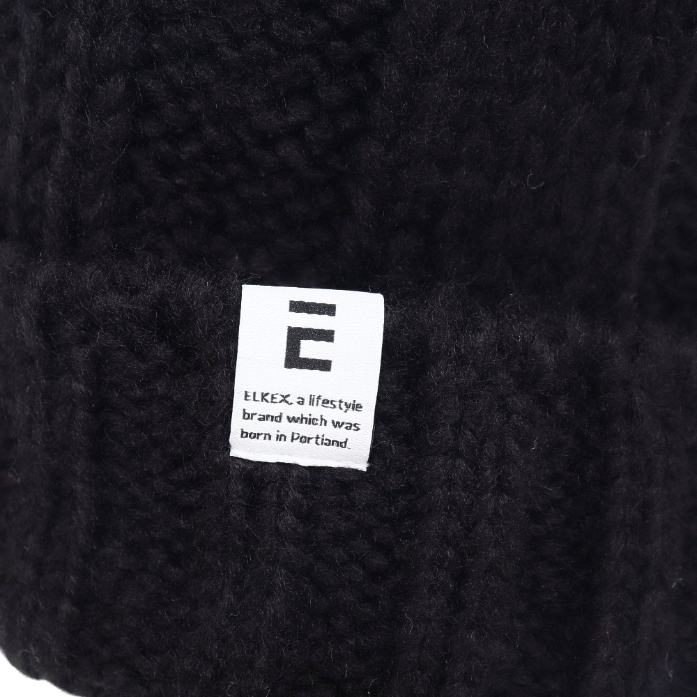 エルケクス（ELKEX）（レディース）ニット帽 イヤーカバーカフワッチ EKL3FA0021 BLK 防寒 フリーサイズ 耳当て付き 黒