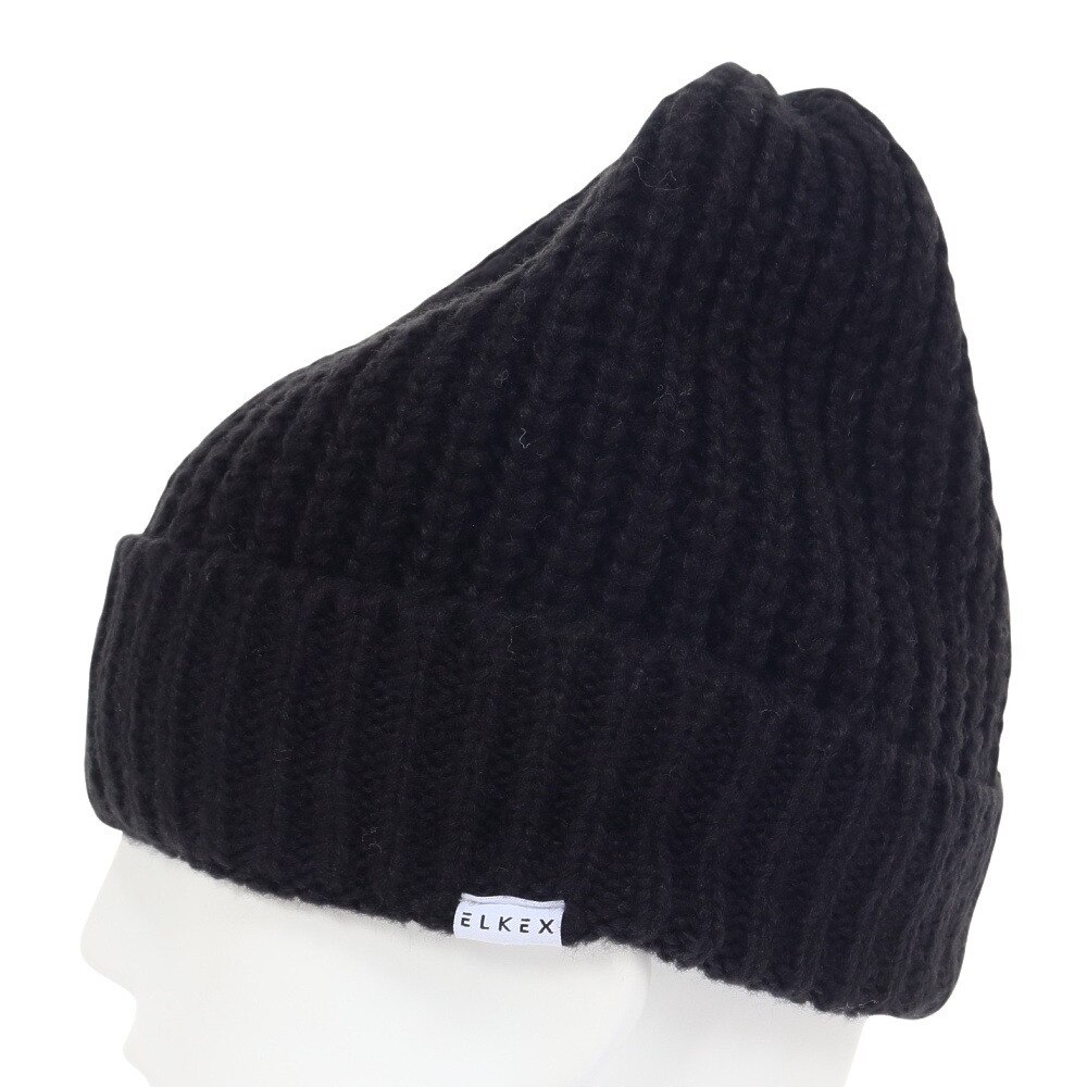 エルケクス（ELKEX）（レディース）ニット帽 ビッグカフワッチ EKL3FA0022 BLK 防寒 フリーサイズ 黒