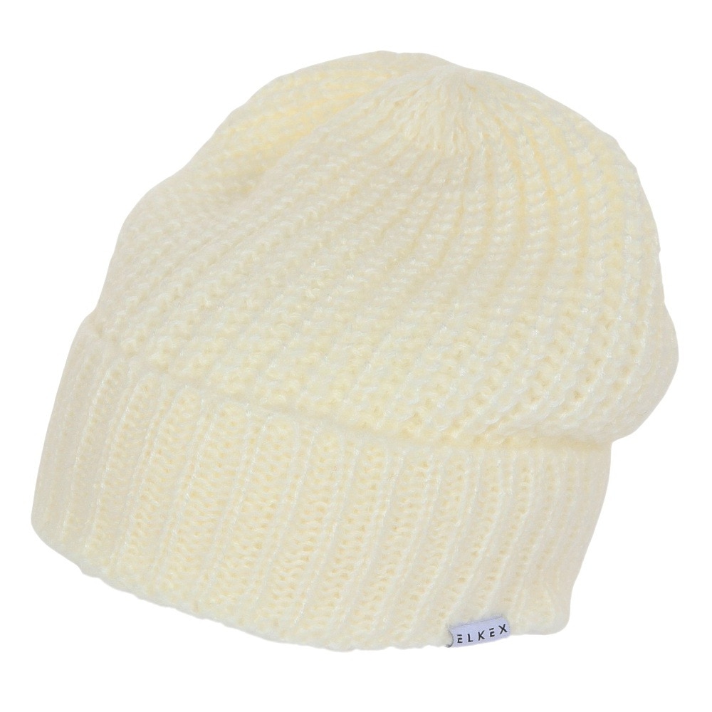 エルケクス（ELKEX）（レディース）ニット帽 ビッグカフワッチ EKL3FA0022 OWHT 防寒 フリーサイズ 白