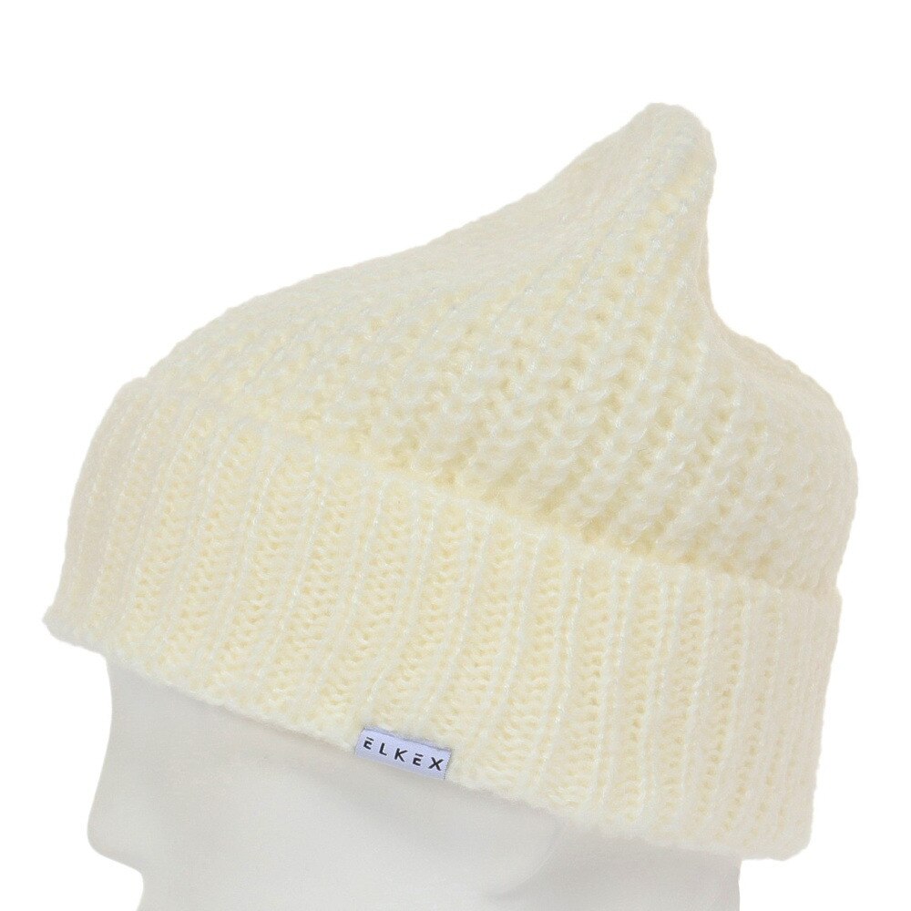 エルケクス（ELKEX）（レディース）ニット帽 ビッグカフワッチ EKL3FA0022 OWHT 防寒 フリーサイズ 白
