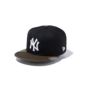 (キッズ)キャップ Youth 9FIFTY ニューヨーク ヤンキース ブラック×ホワイト ウッドランドカモバイザー 14524531