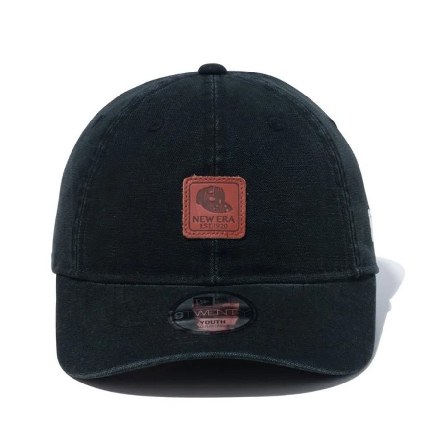 ニューエラ（NEW ERA）（キッズ）ユース 9TWENTY Leather Patch ダックキャンバス キャップ ブラック 14111931