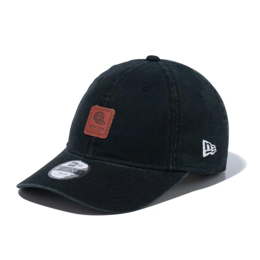 ニューエラ（NEW ERA）（キッズ）ユース 9TWENTY Leather Patch ダックキャンバス キャップ ブラック 14111931