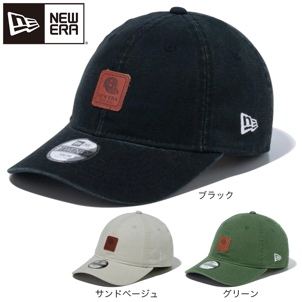 ニューエラ（NEW ERA）（キッズ）ユース 9TWENTY Leather Patch ダックキャンバス キャップ ブラック 14111931