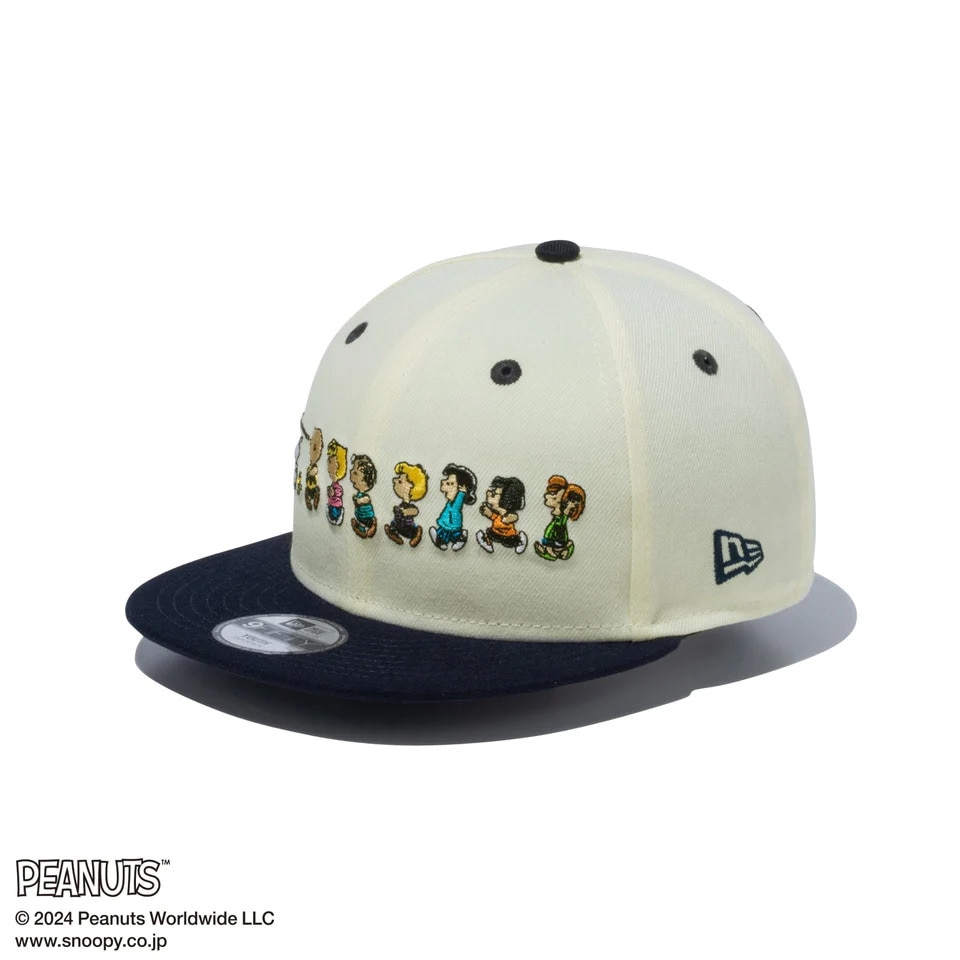 ニューエラ（NEW ERA）（キッズ）ユース 9FIFTY ピーナッツ フレンズ キャップ クロームホワイト ネイビーバイザー 14124288