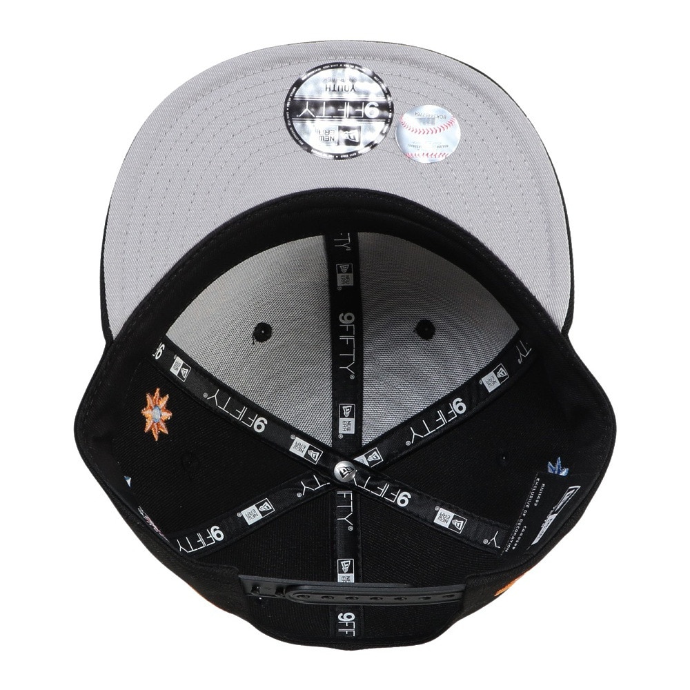 ニューエラ（NEW ERA）（キッズ）帽子 Youth 9FIFTY Flower Embroidery ロサンゼルス・ドジャース キャップ  黒 52-55.8センチ 14392001 花柄 刺繍 サイズ調整