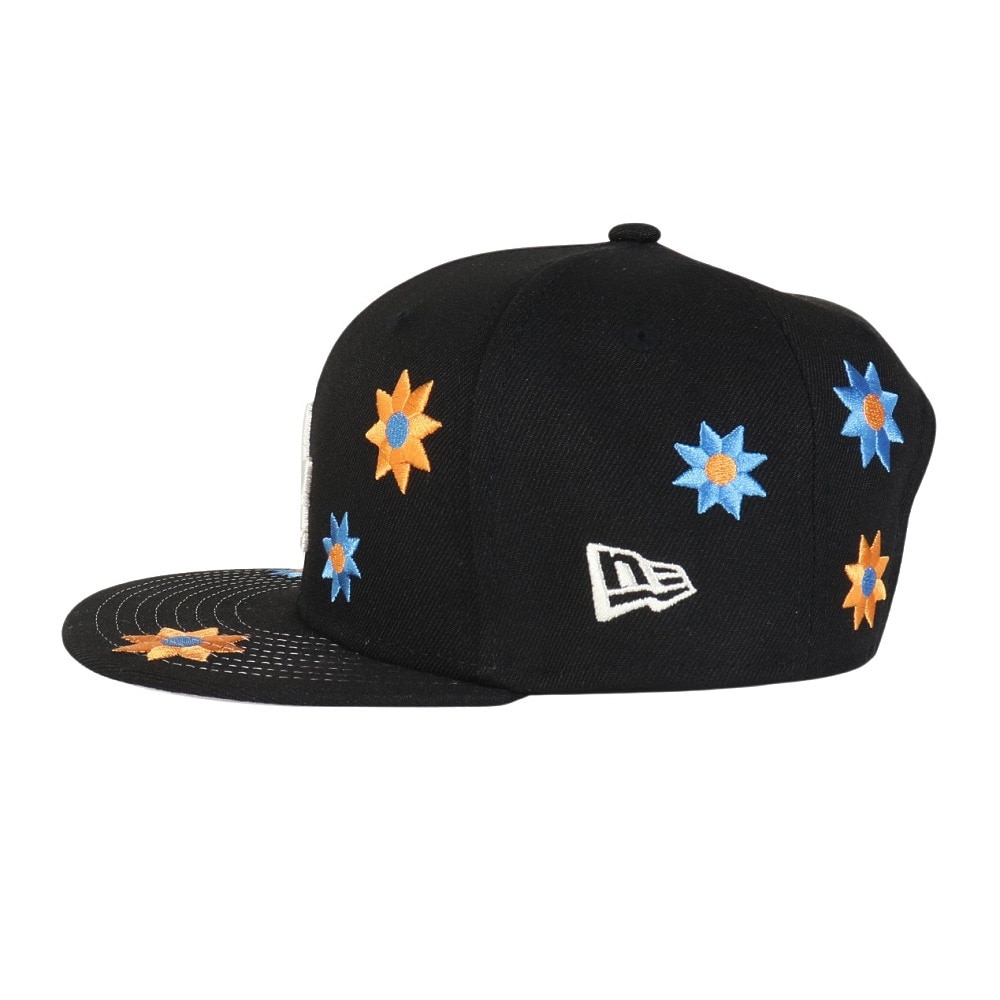 ニューエラ（NEW ERA）（キッズ）帽子 Youth 9FIFTY Flower Embroidery ロサンゼルス・ドジャース キャップ  黒 52-55.8センチ 14392001 花柄 刺繍 サイズ調整