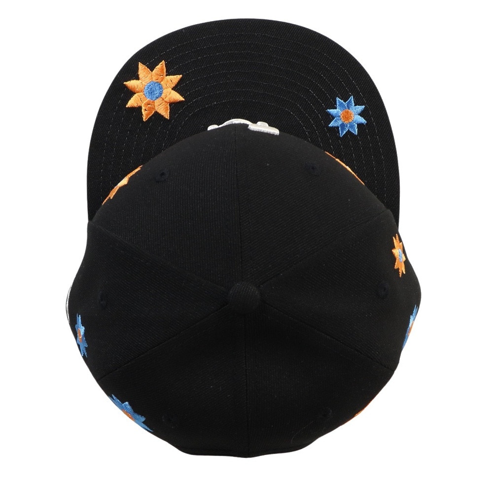 ニューエラ（NEW ERA）（キッズ）帽子 Youth 9FIFTY Flower Embroidery ロサンゼルス・ドジャース キャップ  黒 52-55.8センチ 14392001 花柄 刺繍 サイズ調整