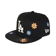 (キッズ)帽子 Youth 9FIFTY Flower Embroidery ロサンゼルス・ドジャース キャップ  黒 52-55.8センチ 14392001 花柄 刺繍 サイズ調整
