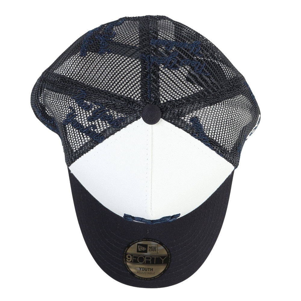 ニューエラ（NEW ERA）（キッズ）帽子 キッズ Youth 9FORTY A-Frame Mesh Embroidery ニューヨーク・ヤンキース 白 紺 52-55cm 14392018