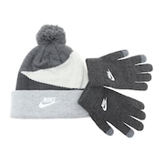 ナイキ(NIKE)(キッズ)ニット帽 ジュニア HEATHER BLOCK POM ビーニー&グローブ セット 9A2987-G9Q 防寒