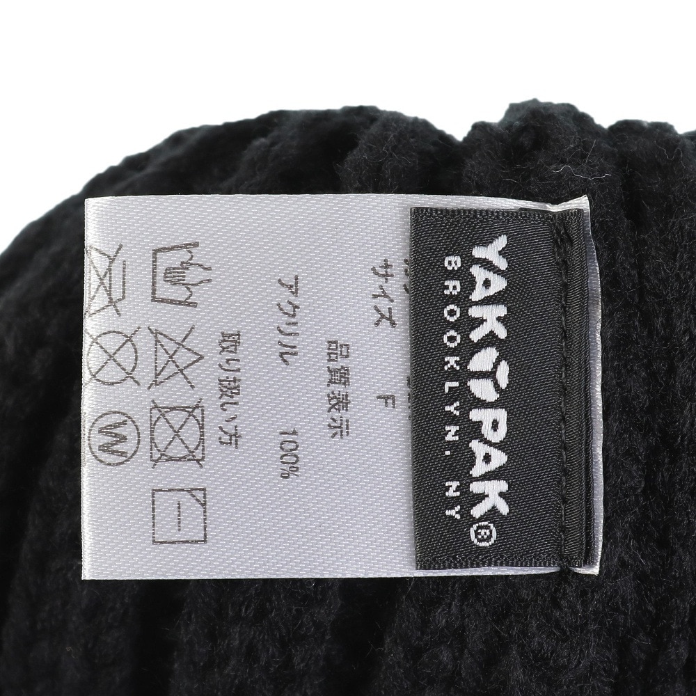 ヤックパック（YAK PAK）（キッズ）ニット帽 ジュニア ポンポンスマイルカフワッチ YAK-PAK-23F003 BLK 子供 フリーサイズ 黒