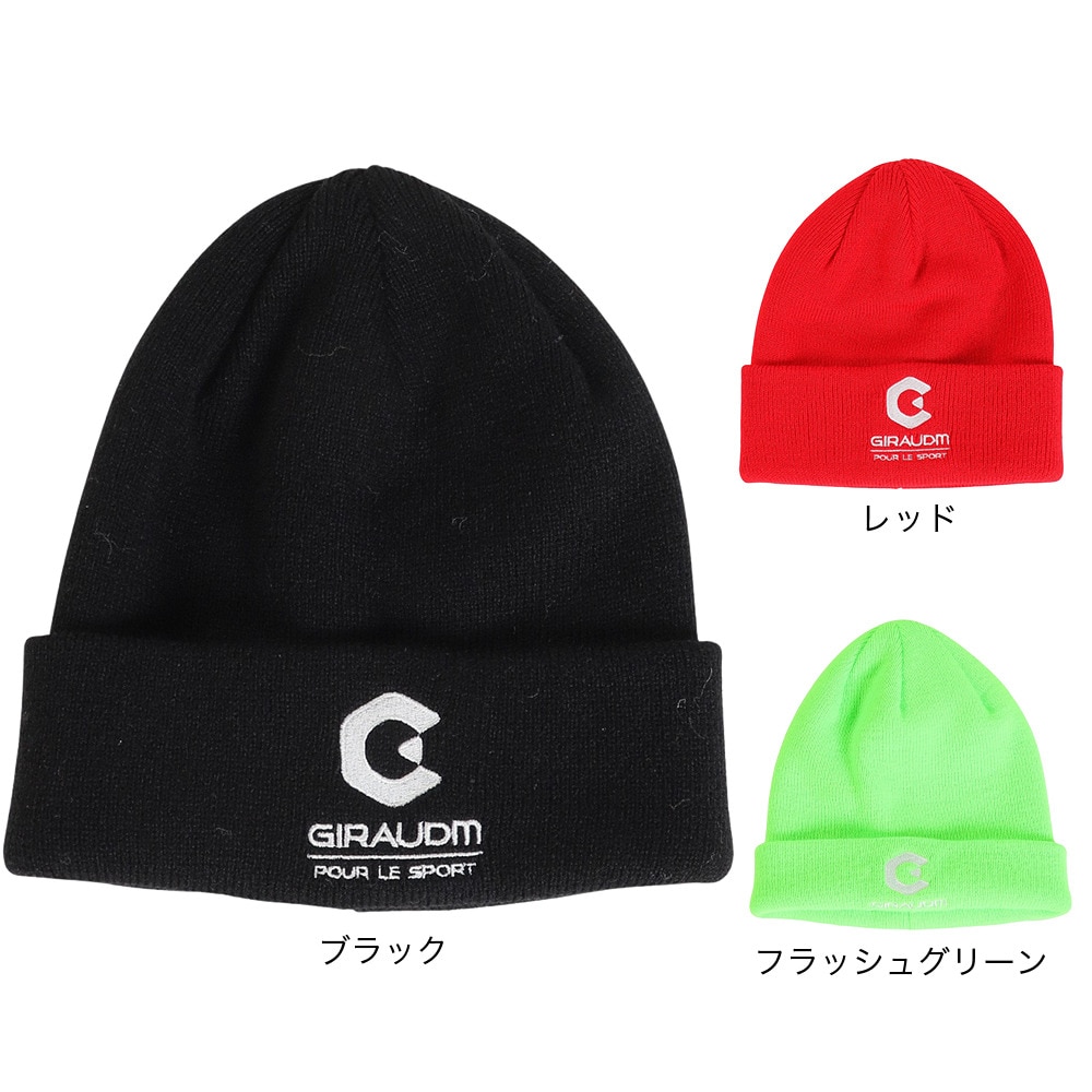 ジローム（GIRAUDM）（キッズ）ジュニア ニット帽 刺しゅうカフワッチ CP3F0017-WA899-GRST BLK 子供 フリーサイズ 黒