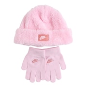 (キッズ)ニット帽 手袋 ジュニア COZY ピークビーニー&グローブ ニットビーニー手袋セット 8A3070-A9Y 防寒 子供 ギフト ピンク