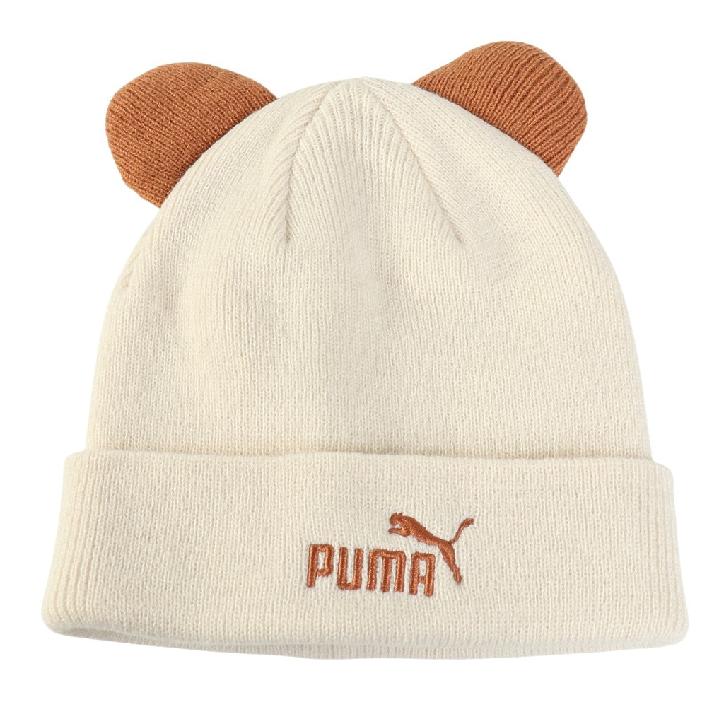 プーマ（PUMA）（キッズ）ニットキャップ ジュニア アニマル ミッド クラウン ビーニー アイボリー 02656401 ニット帽 帽子 フリーサイズ 子供 耳付き