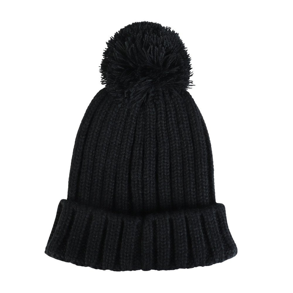 クー（Coo.）（キッズ）帽子 ジュニア ニットキャップ ポンポンカフワッチ 黒 ブラック 899CO5ST0027 BLK