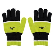 ミズノ（MIZUNO）（メンズ、レディース）手袋 防寒 グローブ ブラック ライム 32JY150237