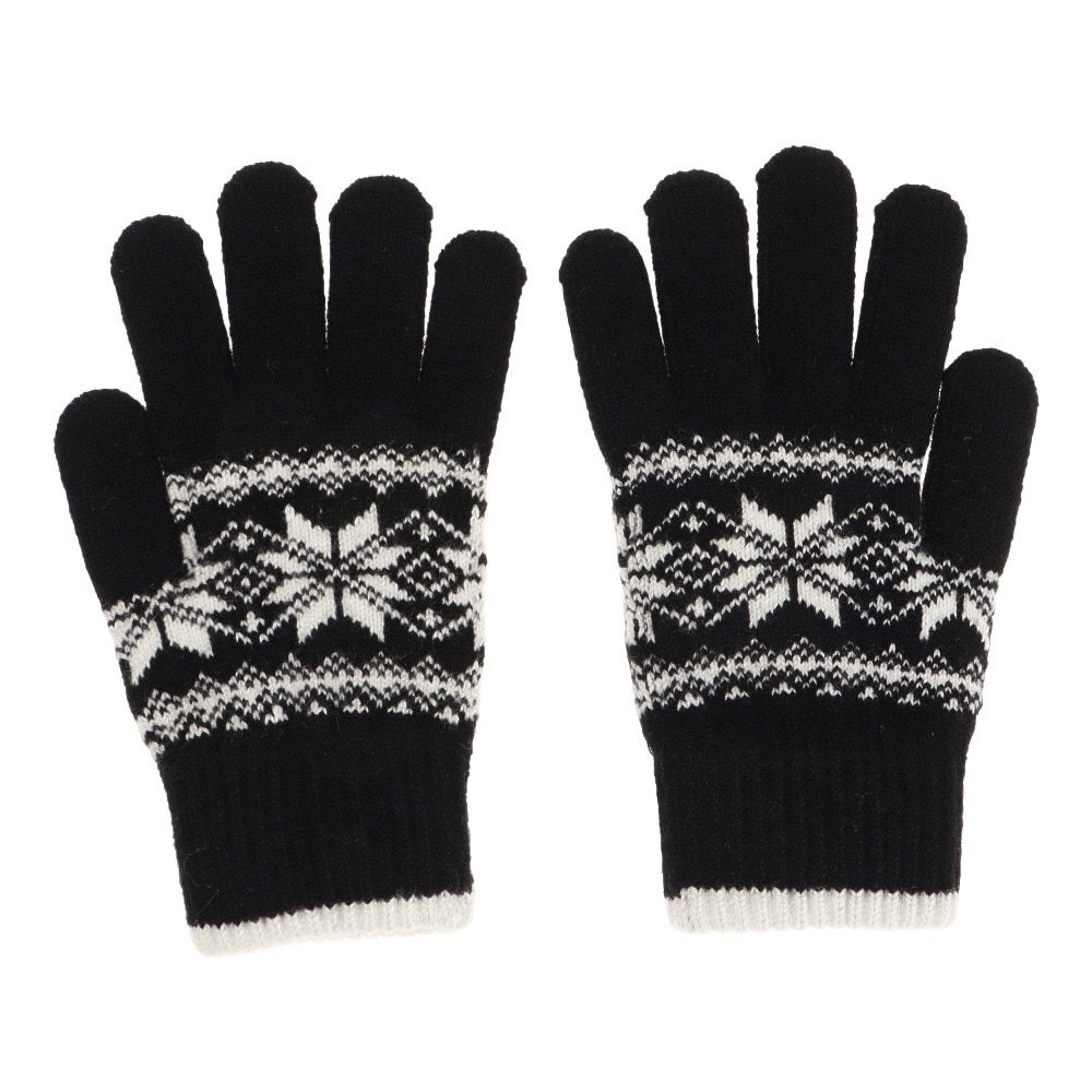 その他ブランド（OTHER BRAND）（メンズ、レディース、キッズ）手袋 防寒 ジャガード 雪柄 ニット手袋 黒 900NN1SN2747BLK